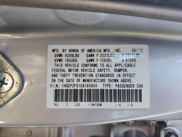 1HGCP2F61CA185854 - 2012 HONDA ACCORD SE SILVER photo 12