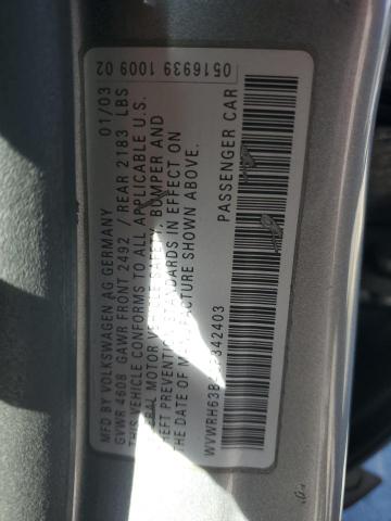 WVWRH63B43P342403 - 2003 VOLKSWAGEN PASSAT GLX Boz foto 12