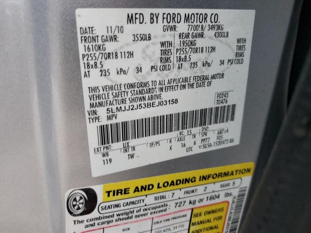 5LMJJ2J53BEJ03158 - 2011 LINCOLN NAVIGATOR 银色 照片 12