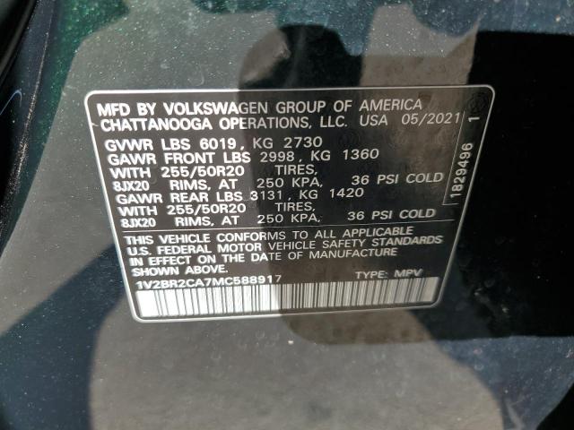 1V2BR2CA7MC588917 - 2021 VOLKSWAGEN ATLAS SEL Yaşıl foto 13