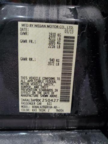 1N4AL3AP8DC250427 - 2013 NISSAN ALTIMA 2.5 BLACK photo 12