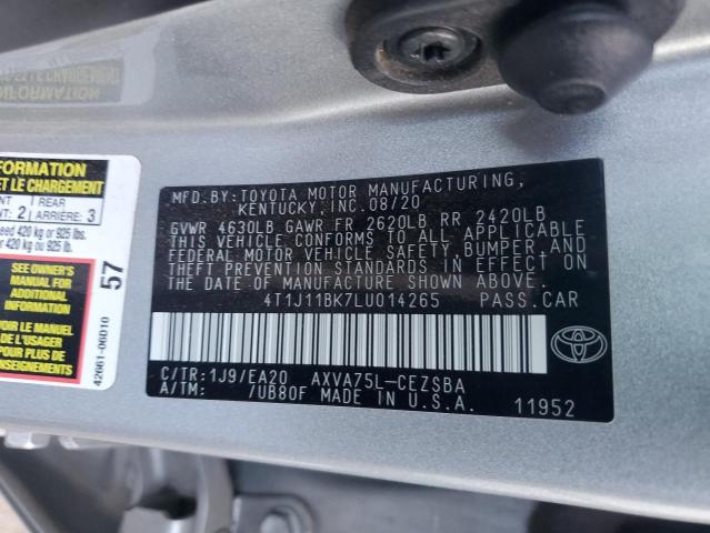 4T1J11BK7LU014265 - 2020 TOYOTA CAMRY SE SILVER photo 13