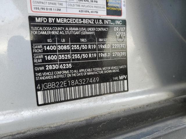 4JGBB22E18A327449 - 2008 MERCEDES-BENZ ML 320 CDI SILVER photo 12