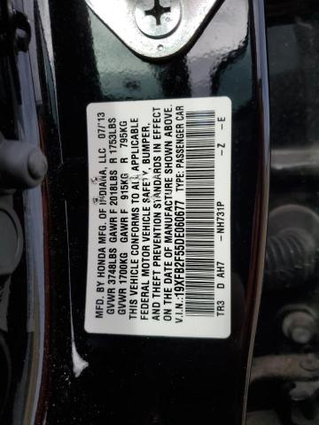 19XFB2F55DE060677 - 2013 HONDA CIVIC LX BLACK photo 12