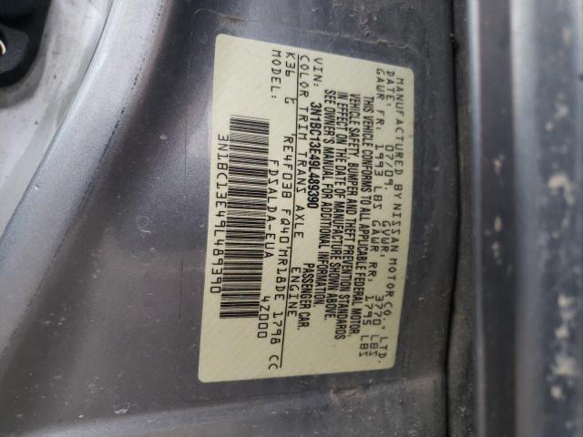 3N1BC13E49L489390 - 2009 NISSAN VERSA S GRAY photo 12