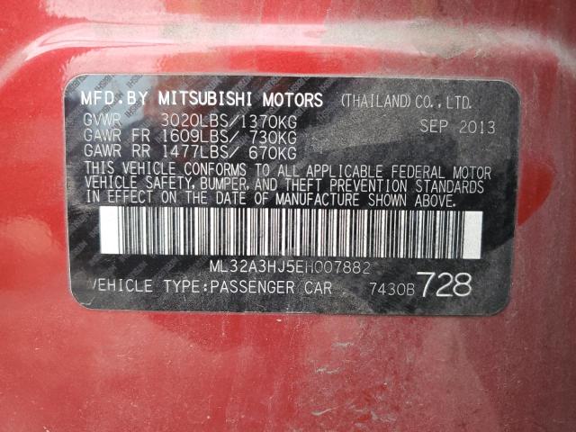 ML32A3HJ5EH007882 - 2014 MITSUBISHI MIRAGE DE RED photo 13