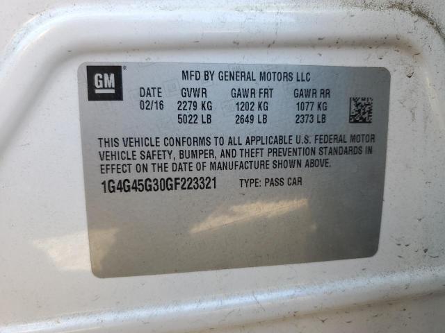 1G4G45G30GF223321 - 2016 BUICK LACROSSE SPORT TOURING WHITE photo 12
