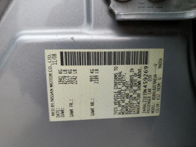 1N4AL21E39N459269 - 2009 NISSAN ALTIMA 2.5 SILVER photo 12