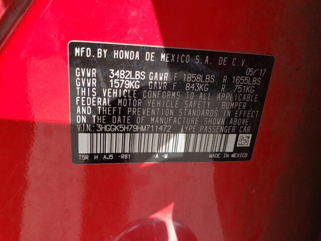 3HGGK5H79HM711472 - 2017 HONDA FIT EX RED photo 12