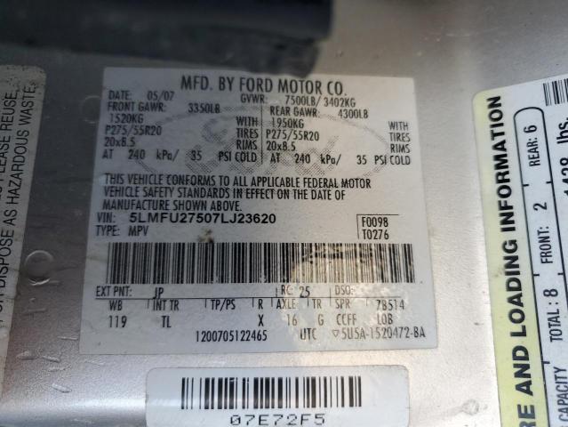 5LMFU27507LJ23620 - 2007 LINCOLN NAVIGATOR ვერცხლისფერი ფოტო 14