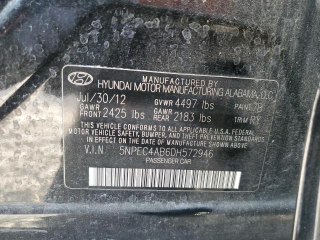 5NPEC4AB6DH572946 - 2013 HYUNDAI SONATA SE BLACK photo 12