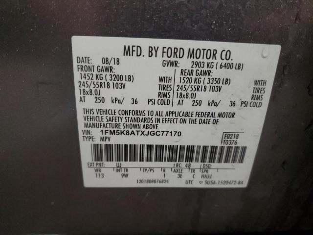 1FM5K8ATXJGC77170 - 2018 FORD EXPLORER POLICE INTERCEPTOR 石墨色 照片 13