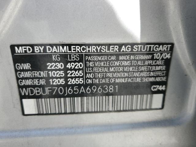 WDBUF70J65A696381 - 2005 MERCEDES-BENZ E 500 SILVER photo 12