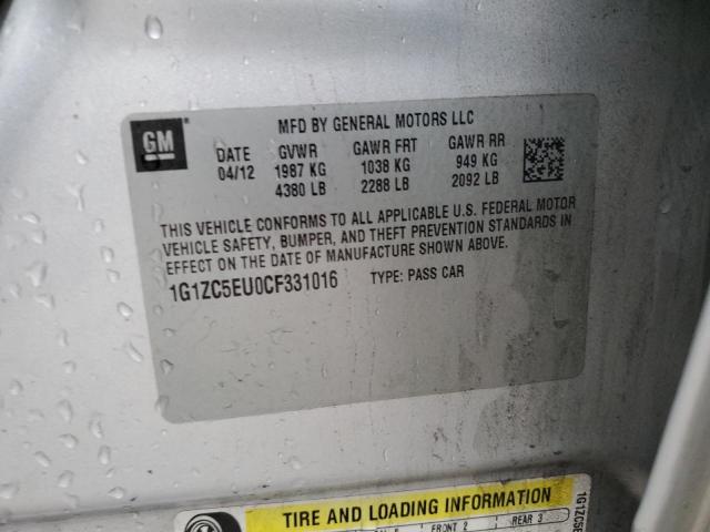 1G1ZC5EU0CF331016 - 2012 CHEVROLET MALIBU 1LT 银色 照片 12
