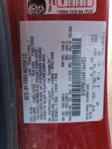 3FAFP07Z66R166483 - 2006 FORD FUSION SE RED photo 12