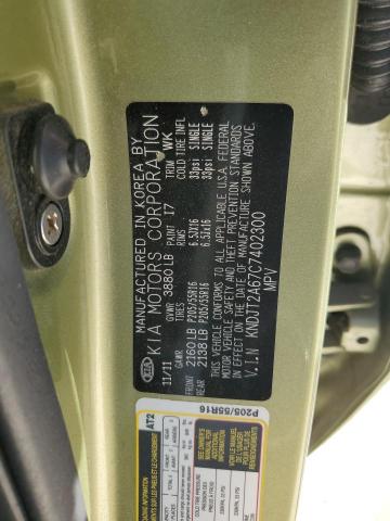 KNDJT2A67C7402300 - 2012 KIA SOUL + GREEN photo 13