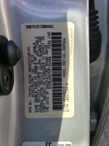 5YFBU4EE7DP124450 - 2013 TOYOTA COROLLA LE BASE SILVER photo 12