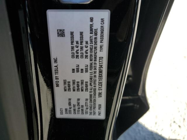 5YJ3E1EBXMF941770 - 2021 TESLA MODEL 3 BLACK photo 12