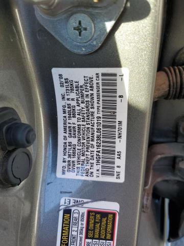 1HGFA16238L061019 - 2008 HONDA CIVIC DX GRAY photo 12