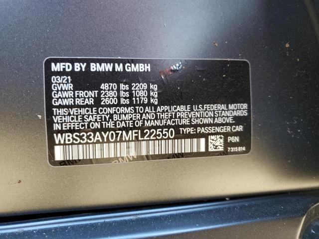 WBS33AY07MFL22550 - 2021 BMW M3 COMPETITION ნაცრისფერი ფოტო 12