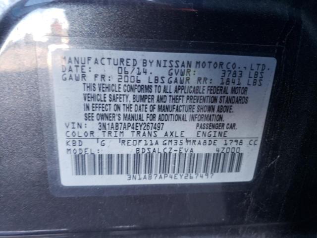 3N1AB7AP4EY267497 - 2014 NISSAN SENTRA S CHARCOAL photo 13