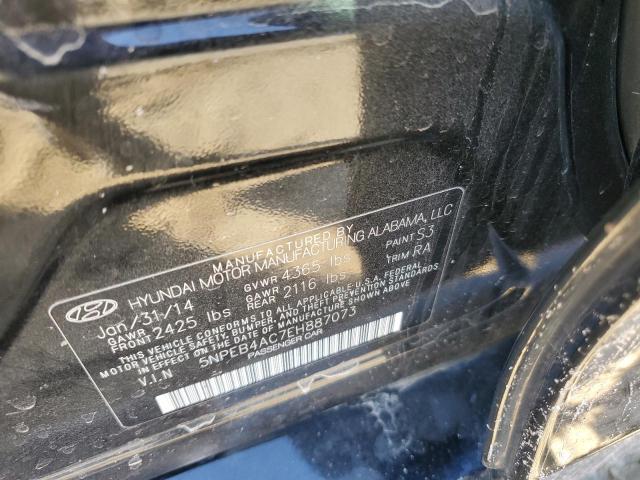 5NPEB4AC7EH887073 - 2014 HYUNDAI SONATA GLS BLACK photo 12