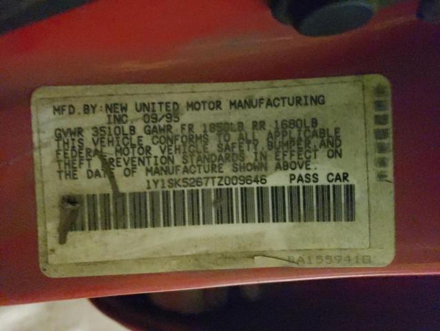 1Y1SK5267TZ009646 - 1996 GEO PRIZM BASE RED photo 12