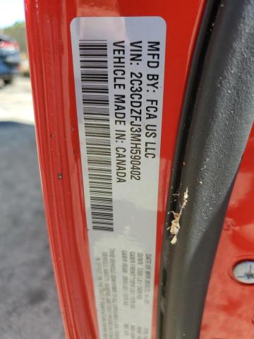 2C3CDZFJ3MH590402 - 2021 DODGE CHALLENGER R/T SCAT PACK RED photo 12