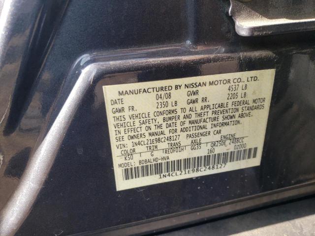 1N4CL21E98C248127 - 2008 NISSAN ALTIMA HYBRID GRAY photo 12