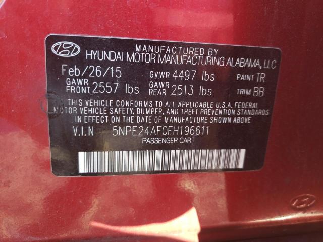 5NPE24AF0FH196611 - 2015 HYUNDAI SONATA SE RED photo 12