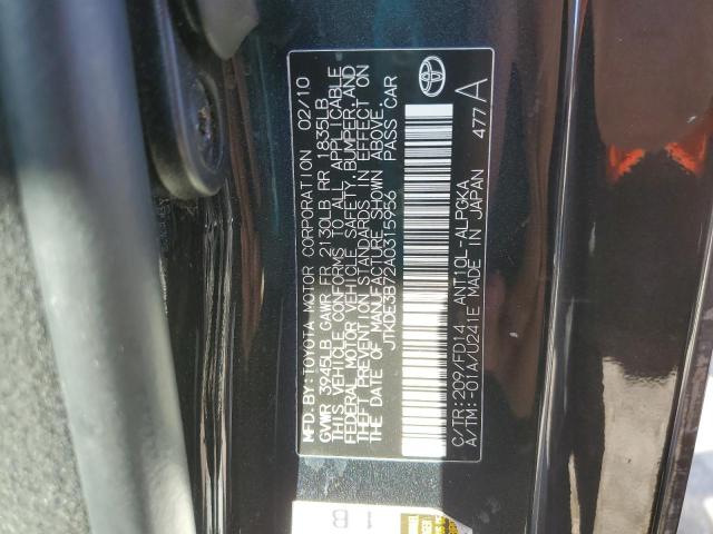 JTKDE3B72A0315956 - 2010 TOYOTA SCION TC შავი ფოტო 12