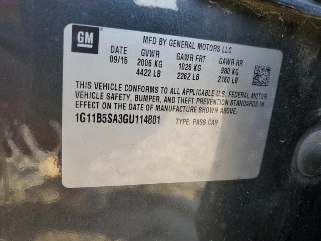 1G11B5SA3GU114801 - 2016 CHEVROLET MALIBU LIM LS Чорний фото 12