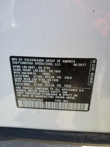 1V2MR2CA2JC519007 - 2018 VOLKSWAGEN ATLAS SEL WHITE photo 14