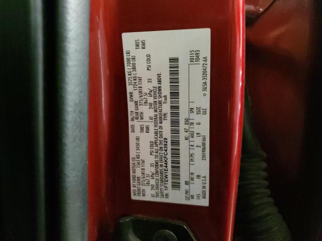 1FTEW1E44KFC43929 - 2019 FORD F150 SUPERCREW RED photo 12