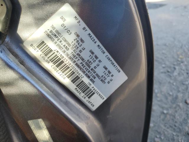 JM1NB353830306632 - 2003 MAZDA MX-5 MIATA BASE GRAY photo 12