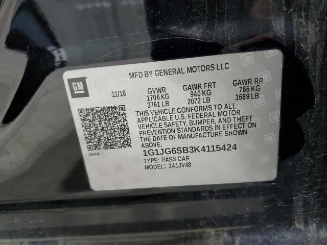 1G1JG6SB3K4115424 - 2019 CHEVROLET SONIC BLACK photo 12