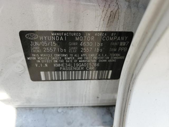 KMHE34L19GA015766 - 2016 HYUNDAI SONATA HYBRID WHITE photo 12