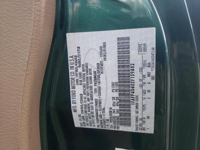 1FAFP40402F159882 - 2002 FORD MUSTANG GREEN photo 13