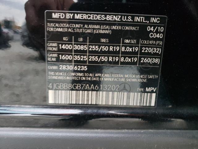 4JGBB8GB7AA613202 - 2010 MERCEDES-BENZ ML 350 4MATIC BLACK photo 13
