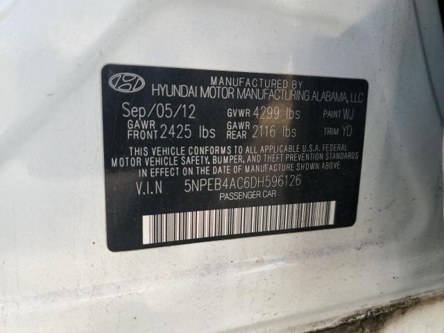 5NPEB4AC6DH596126 - 2013 HYUNDAI SONATA GLS WHITE photo 12