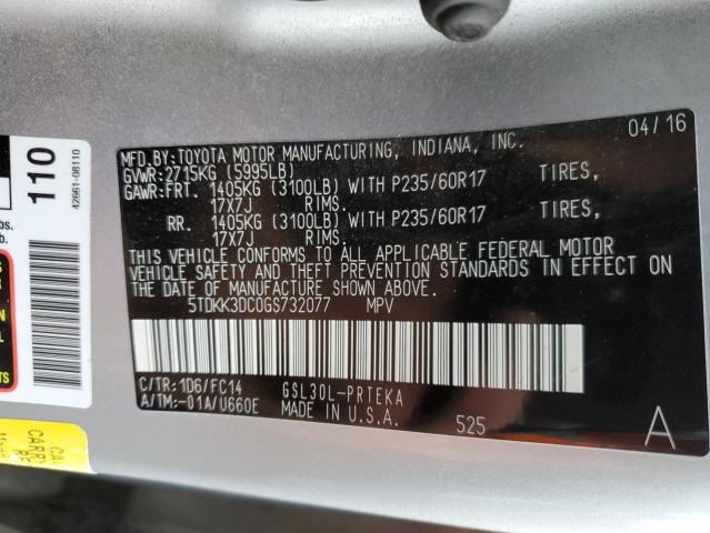 5TDKK3DC0GS732077 - 2016 TOYOTA SIENNA LE SILVER photo 13