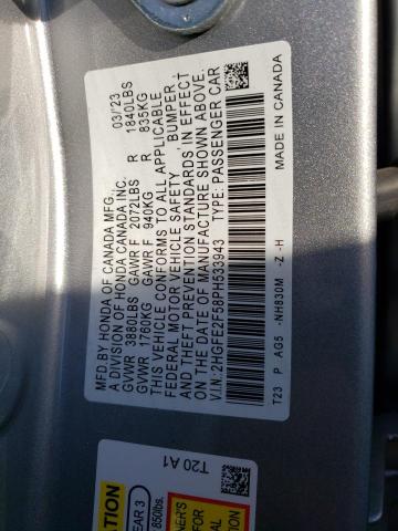 2HGFE2F58PH533943 - 2023 HONDA CIVIC SPORT Gümüş foto 12