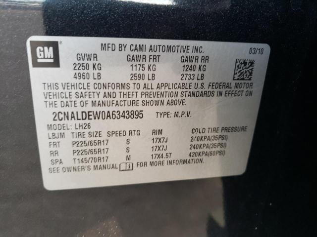 2CNALDEW0A6343895 - 2010 CHEVROLET EQUINOX LT BLACK photo 12