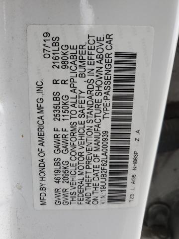 19UUB2F62LA000939 - 2020 ACURA TLX TECHNOLOGY WHITE photo 12