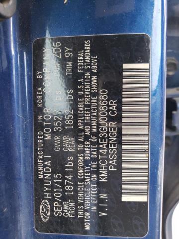 KMHCT4AE3GU008680 - 2016 HYUNDAI ACCENT SE BLUE photo 12