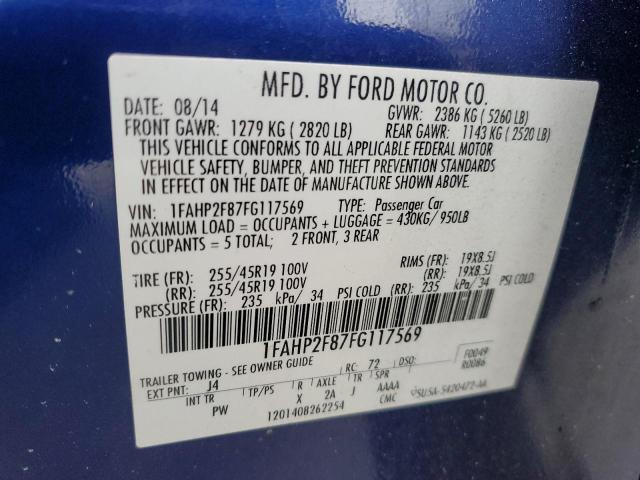 1FAHP2F87FG117569 - 2015 FORD TAURUS LIMITED BLUE photo 13