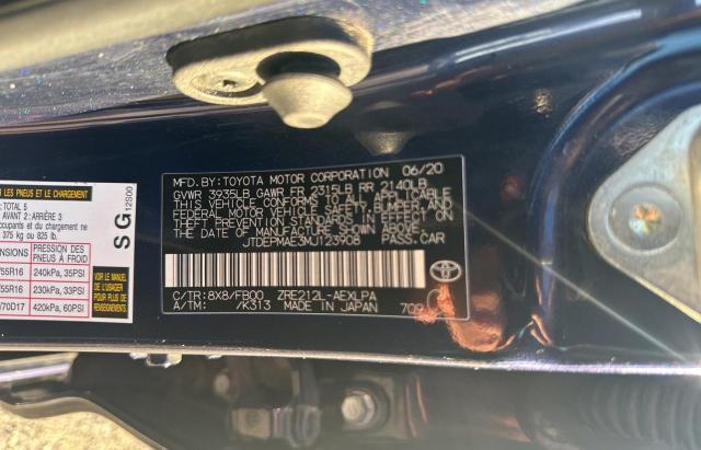 JTDEPMAE3MJ123908 - 2021 TOYOTA COROLLA LE BLUE photo 10