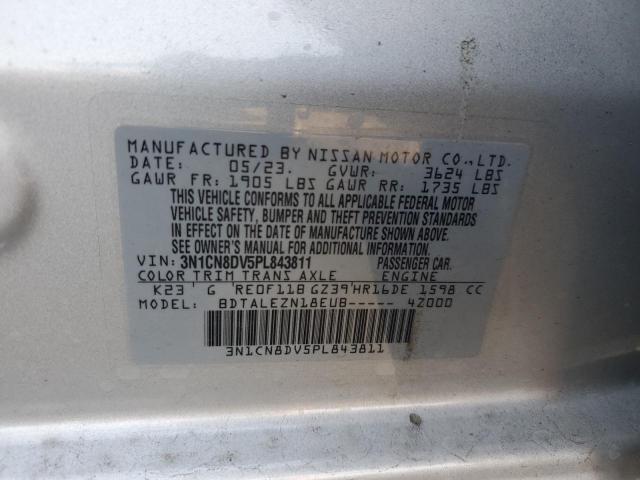 3N1CN8DV5PL843811 - 2023 NISSAN VERSA S SILVER photo 13