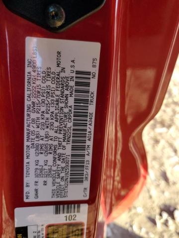 5TETX22N19Z593071 - 2009 TOYOTA TACOMA ACCESS CAB წითელი ფოტო 12