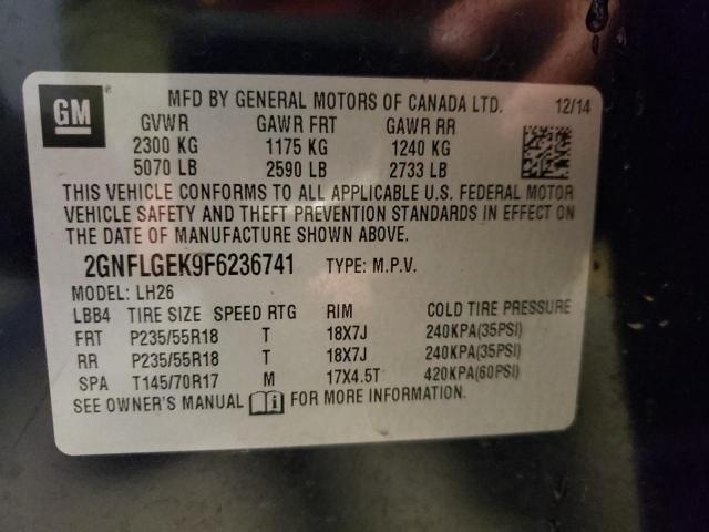 2GNFLGEK9F6236741 - 2015 CHEVROLET EQUINOX LT BLUE photo 13